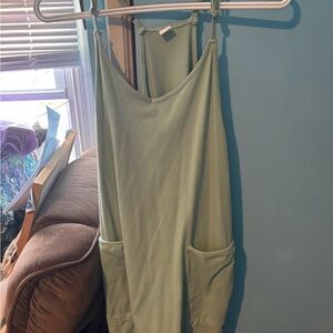 Green Sleeveless one piece  with Pockets